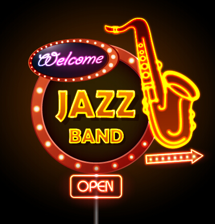 Neon Sign Jazz bar Vector Graphics 02 signe neon Jazz bar   