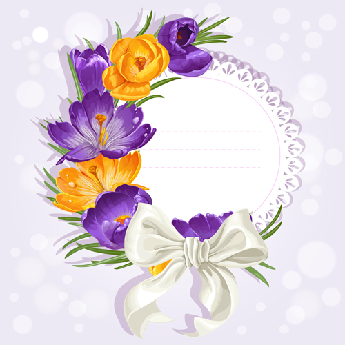 Fleur pourpre avec noeud vecteur cartes 04 violet Noeud fleur cartes carte   