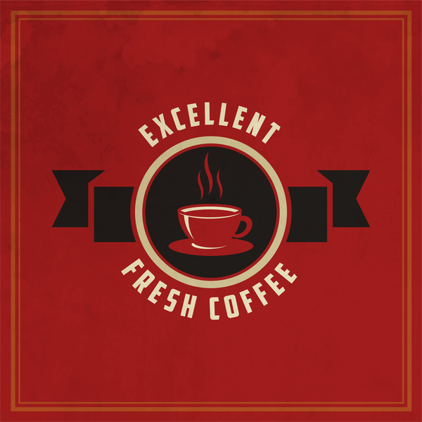 赤背景ベクトル06とレトロなコーヒーラベル 赤 レトロなフォント ラベル コーヒー   