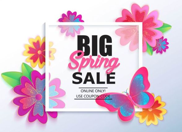 Frühling große Verkaufs-Vektorhintergrund 01 Verkauf gross Frühling   
