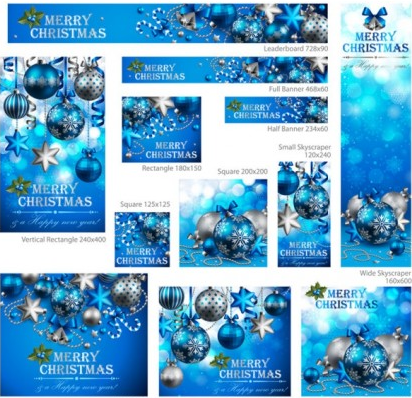 Boules de Noël styles graphiques vectoriels bleus promotionnel Noël   