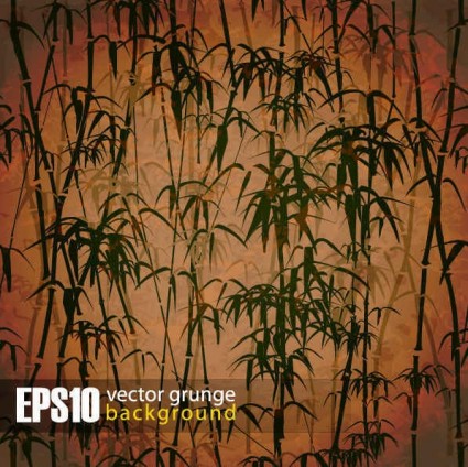 Vintage Bambuswalder Hintergrundvektor 02 Wald Retro-Schrift Hintergrund Bambus   