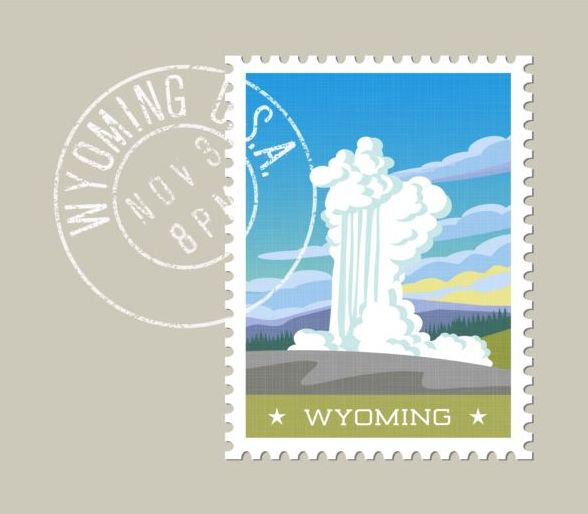 Wyoming timbre-poste modèle vecteur Wyoming timbre affranchissement   