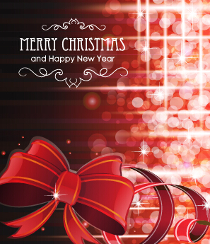 2015 cartes de Noël rouge arc vecteur ensemble 01 Noël cartes carte bow 2015   