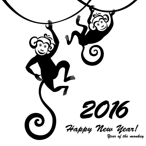 2016 der Affe Neujahr Design Vektor 01 Neujahr Jahr Affe 2016   