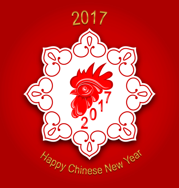 2017 chinois nouvelle année de coq rouge styles vecteur 02 rouge nouveau coq Chinois année 2017   