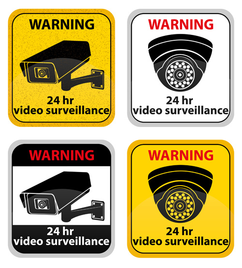 24-Stunden-Videoüberwachung Warnschild Vektor Zeichen Warnung video Überwachung   
