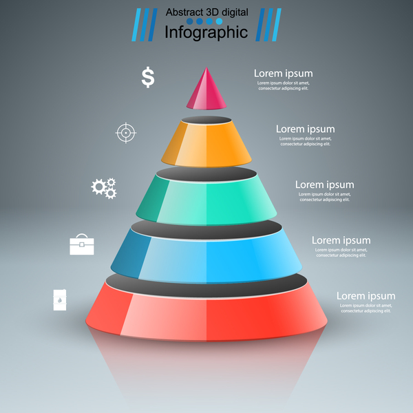 3 farbige Infografiektoren infographisch farbig   