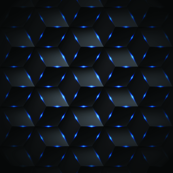 Abstraktes schwarzes Rechteck-Muster mit blauem Lichtvektor Schwarz Rechteck Muster Blau Beleuchtung abstract   