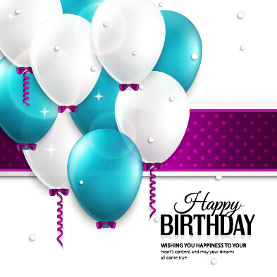 Luftballons und Konfetti glücklichen Geburtstagskarte Vektor 01 Luftballons Kartenvektor Karte happy birthday happy Geburtstag ballon   
