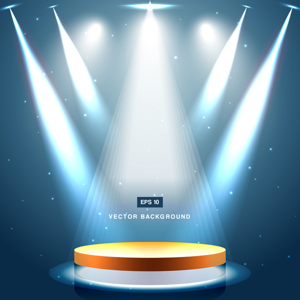 Blauer Scheinwerfer mit Bühnenhintergrund-Vektor 01 spotlight Bühne Blau   