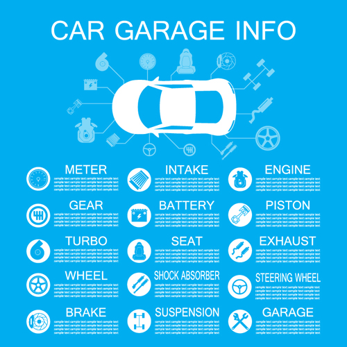 Voiture garage info modèle vecteur matériel voiture modèle info garage   