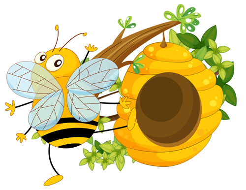 Abeille de dessin animé et ruche vecteur matériel 10 ruche dessin animé abeille   