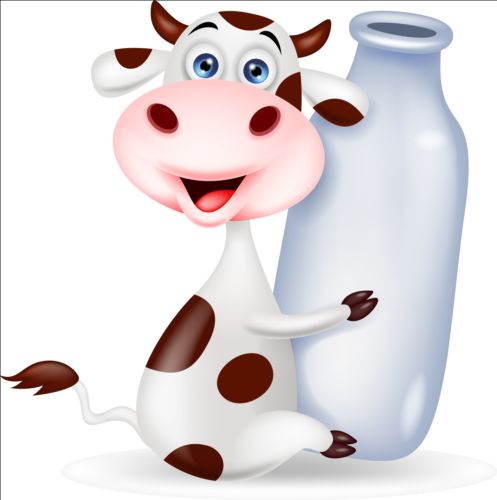 Vache de dessin animé avec le vecteur de bouteille vache dessin animé bouteille   