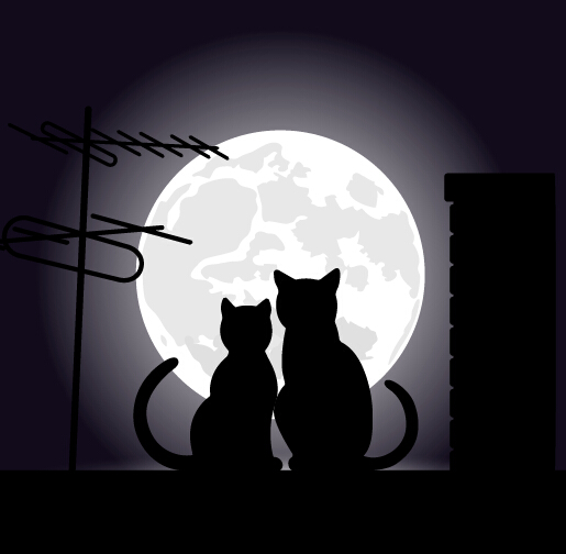 Chats amour avec vecteur de lune 02 lune chats avec amour   