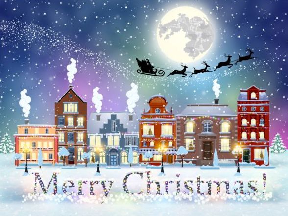 街の通りの冬のベクトル11とクリスマスのおとぎ話 都市 物語 妖精 冬 ストリート クリスマス   