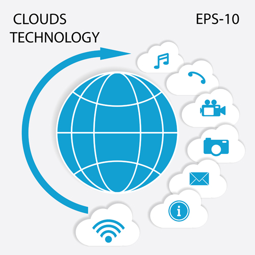 Cloud-Technologie Infografie-Vektormaterial Wolken Vektormaterial Technik material Infografik   
