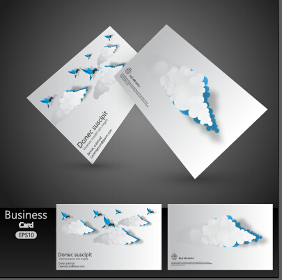 Vecteur de carte de visite de nuage de papier découpé vecteur de carte papier Coupe carte de visite business   