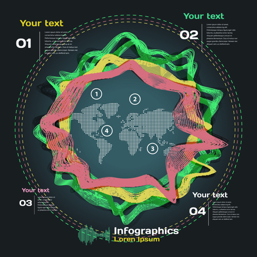 Dunkle Infografik mit Diagrammen Vektoren 08 Infografik diagramme dark   