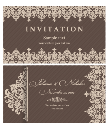 Motif décoratif mariage cartes d’invitation vecteur ensemble 05 motif décoratif modèle mariage invitation décoratif cartes d’invitation carte   