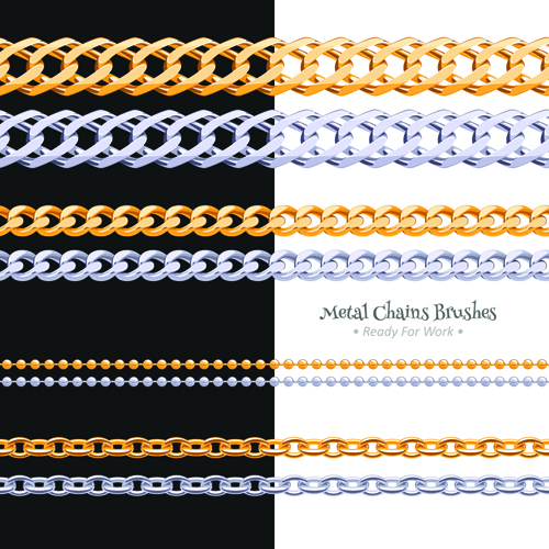 Différentes chaînes de métal frontières vecteur Set 03 metal frontières frontière different chaîne   