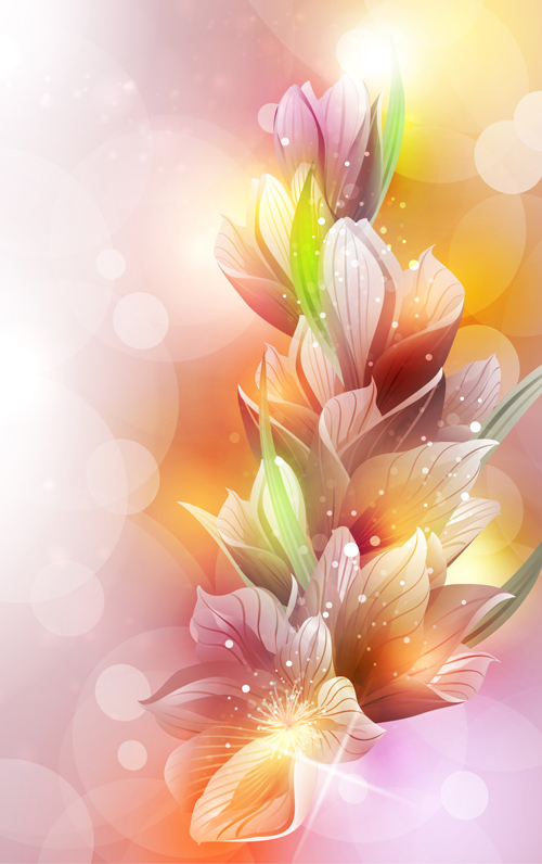 Fantasy Blumen glänzenden Vektorhintergrund 03 Vector-Hintergrund Hintergrund glänzend Fantasy-Blume Blumen Blume   