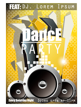 Mode Dance Party Flyer vecteur matériel 02 vecteur partie matériel flyer danse   