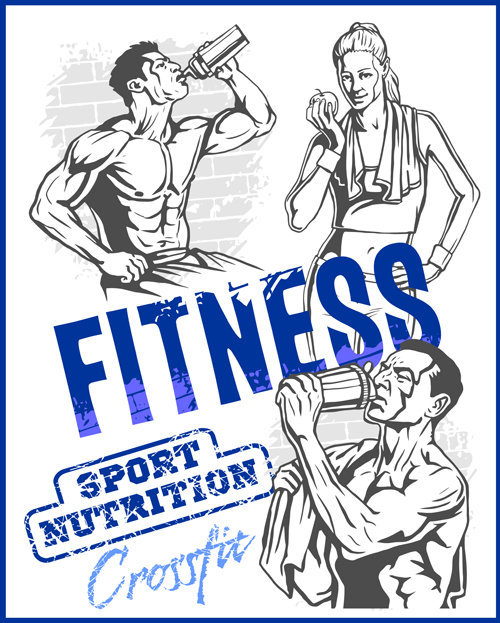 Fitness GYM handgezeichneter Plakatvektor 01 poster hand gym gezeichnet fitness   