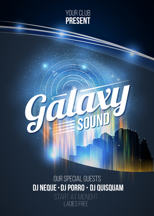 Galaxy Sound Party Flyer Design Vector 05 Ton party galaxy flyer   