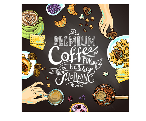 手描きのコーヒー要素の背景アート03 背景 手描き コーヒー要素   