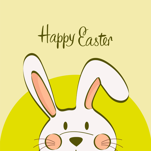 Carte de Pâques heureux avec le vecteur de lapin dessiné à la main 01 Pâques main Lapin heureux dessiné carte   