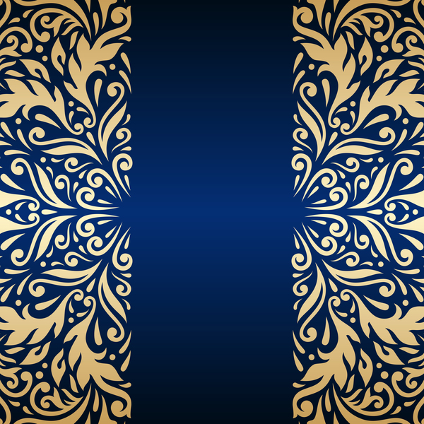 Luxuriöser blauer Hintergrund mit Ornament-Gold-Vektor 12 ornament Luxus gold Blau   