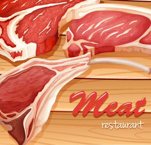 Fleisch mit Holzbrett-Vektor Verpflegung Holz Fleisch   