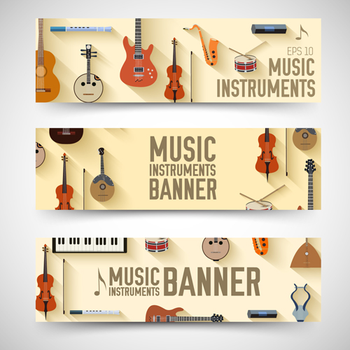 Music Instruments Vektor-Bannergrafik 03 Musik Instrumente banner   
