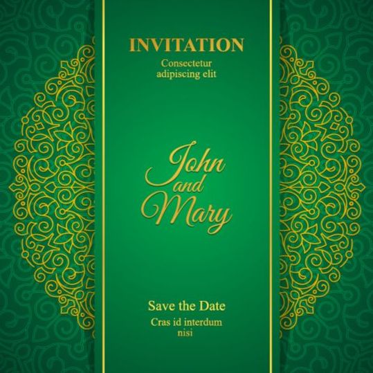 Orante vert mariage cartes d’invitation Design vecteur 02 vert Orante mariage invitation cartes   