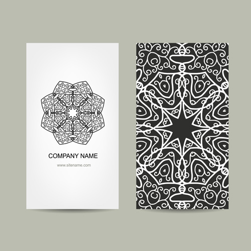 Ornement floral cartes de visite vecteur ensemble 02 ornement floral carte business   