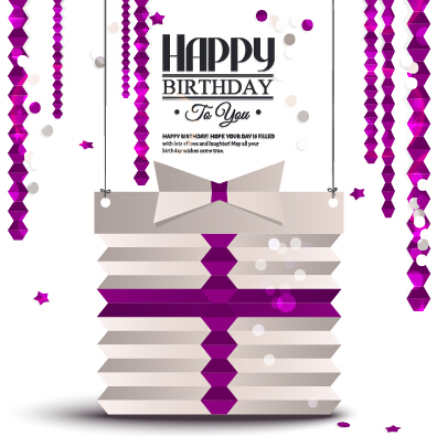 Vecteur de carte d’anniversaire origami violet violet vecteur de carte origami carte Anniversaire   