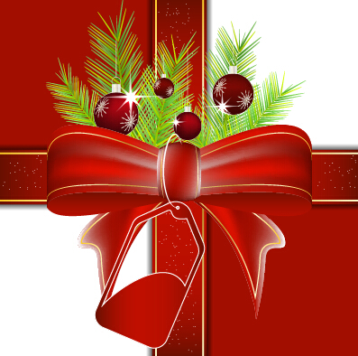 Arc rouge et Noël boules vecteur rouge Noël bow babioles   