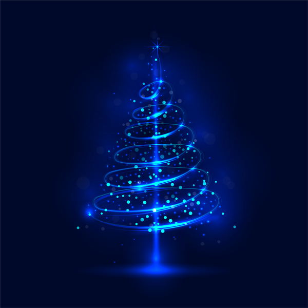 Arbre de Noël bleu brillant avec le vecteur de fond bleu 03 Noël brillant Bleu arbre   