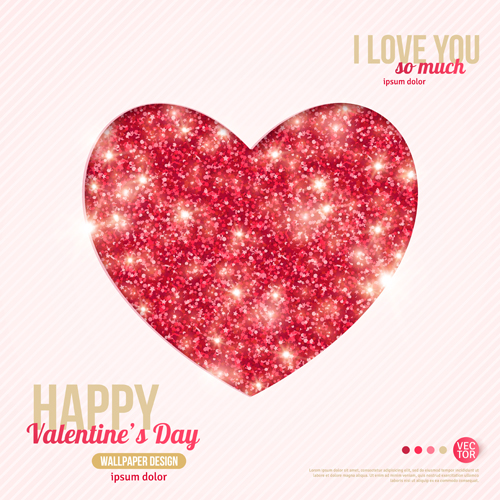 Glänzendes Herz mit Valentinstag Karten Vektor Valentine tag shiny Karten Herz   