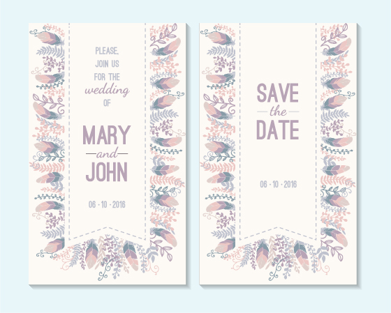 Einfache Hochzeits-Einladung Blumenkartenvektor 03 Karte Hochzeit floral Einladung einfach   