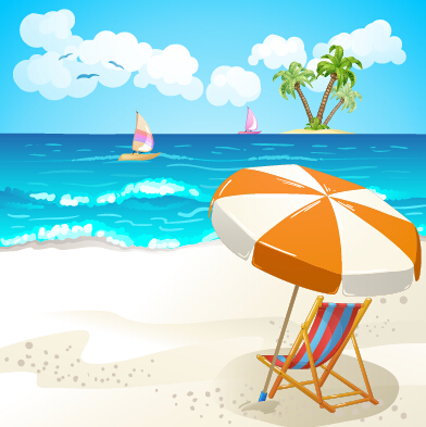 Sommer-StrandreisebeisIllustration Hintergrund Vektor 04 Sommer Reise illustration Hintergrund   