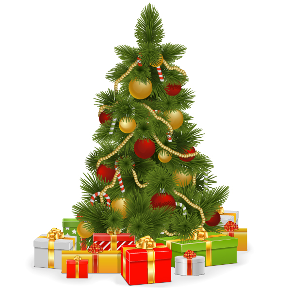 Arbre de Noël de vecteur avec la conception de cadeaux 01 Noël cadeaux arbre   