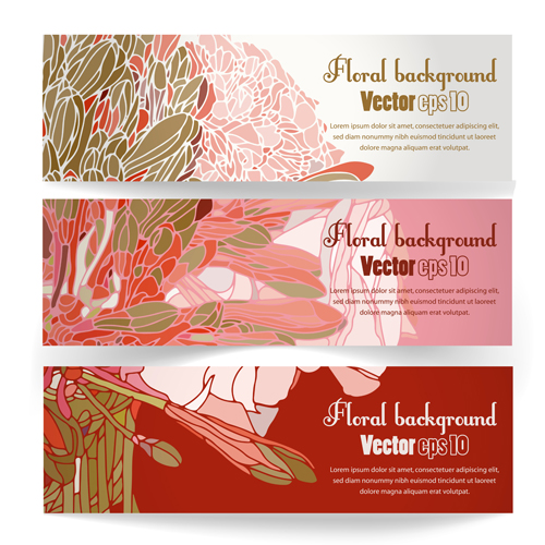 Vector Vector Vintage Blumenbanner Set 04 vintage floral banner   