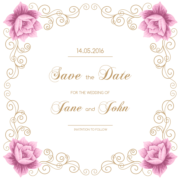 結婚式の招待状のヴィンテージの花ベクトル12 花 結婚式 招待状 ビンテージ   