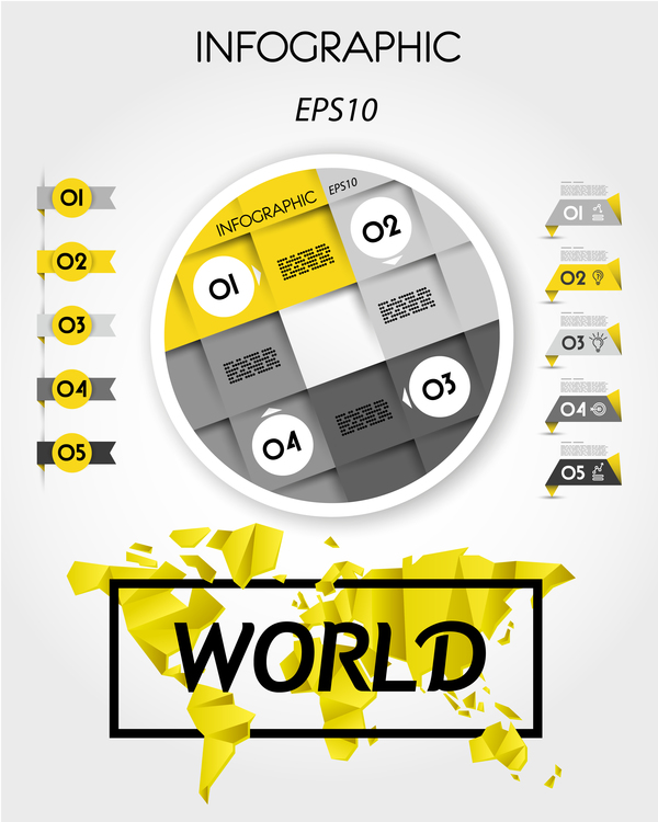 modèle infographique jaune avec vecteur de sonnerie jaune infographie   