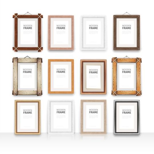 12 Kind hölzerne Fotorahmen Vektor wooden frames Foto   