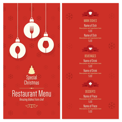 2016 Noël restaurant menu vecteur matériel 01 restaurant Noël menu matériel 2016   