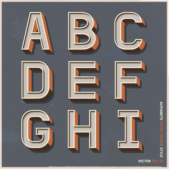 Alphabets Retro-Farben-Vektor Retro-Schrift Farbe alphabet   