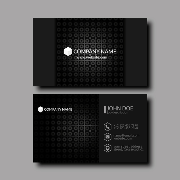 Schwarze Visitenkartenvorlage Kreativvektor 02 Schwarz Karte business   